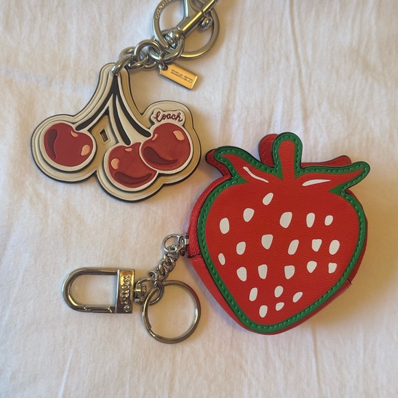 Coach Red and Green Strawberry Keychain Set - Picture 1 of 6